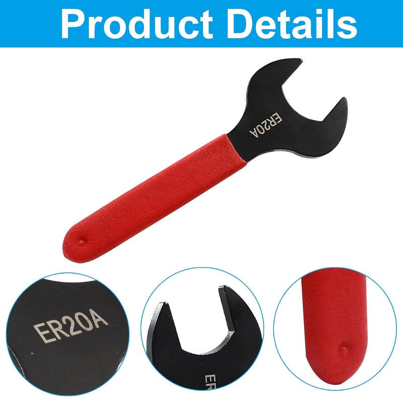 Moicstiy Collet Chuck Wrench Spanner for ER20A Clamping Nut with Red Non-slip Handle - Image 3